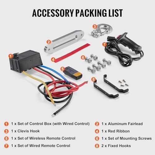 VEVOR Electric Winch, 6000 lb Truck Trailer Winch, 12V DC 1/4 in x 55 ft Synthetic Rope Aluminum Fairlead Wireless & Wired Remote Control, IP55 Waterproof Towing for Off Road SUV ATV UTV Jeep Boat - Image 6