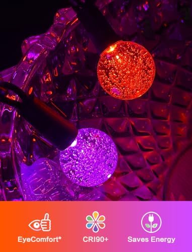 Orange Purple Halloween String Light, 26FT 50LED Globe Lights Plug in - Image 2