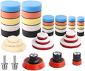 Car Foam Drill Polishing Pad Kit, 44Pcs 1inch 2inch 3inch Detail Polishing Buffing Pad Mix Size Car Detailing Kit with 5/8-11 Thread Backing pad & Adapters for Buffer Polisher Polishing, Buffing by ZFE