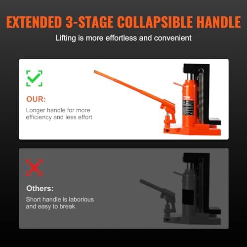 VEVOR Hydraulic Toe Jack, 5 Ton On Toe Toe Jack Lift, 10 Ton On Top Lift Capacity Machine Jack, 0.8-6.8 in Toe Height, 11.3-17.3 in Top Height, Air Hydraulic Claw Jack for Machinery, Industry - Image 7