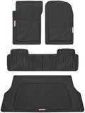 Motor Trend FlexTough™ Heavy Duty Black Rubber Car Floor Mats All Weather & Cargo Liner for SUV Full Set - Universal Trim to Fit Automotive Floor Mat & Trunk Mats for Cars Interior Accessories