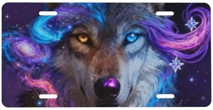 Galaxy Wolf Starry Sky Front License Plate 6" * 12" for Women