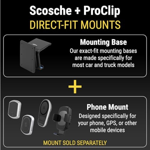 Scosche Non-Magnetic Universal Car Cell Phone Holder with AMPS Mounting Plate for ProClip Vehicle Specific Mount Bases, Mobile Stand Compatible with iPhone, Samsung, Android