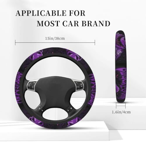 Halloween Jack and Sally Horror Nightmare Christmas Steering Wheel Cover for Women, Neoprene Anti-Slip Universal 15 inch Car Steering Wheel, Anime Car Accessories for Vehicle SUV (Xmas 3)