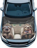 American Sloth Car Hood Cover Sunshade Windshield Hood All Season Protection Outdoor Foldable Protective Cover, Universal for Cars