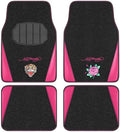 ED HARDY Tiger Print Car Floor Mats, Carpet Floor Mats with Hot Pink Leather Design, Automotive Car Mats with Built-in Heel Pad & Anti-Slip Backing, Fits Most Cars, SUVs & Trucks, Durable & Odorless