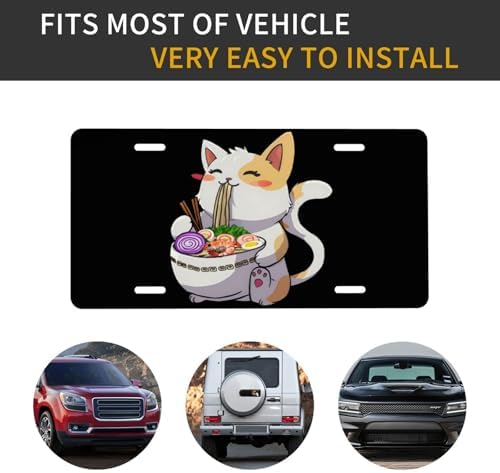 Japanese Ramen Cat Front License Plate 6" * 12" for Women