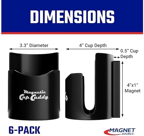 Master Magnetics Magnetic Cup Caddy - Keep Your Favorite Beverage at Hand, 3.3" Inner Diameter, 4.625" Height, Black, Pack of 6, 07583X6 - Image 2