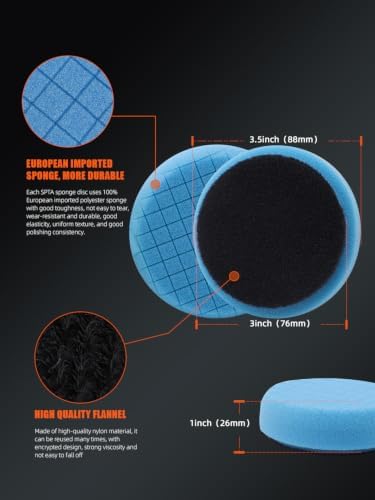SPTA Drill Polishing Pads Kit, 20pcs 3inch (80mm) Car Foam Polishing Buffing Pads, Wool Pads, Multifunctional Cleaning Brush, Backing Plate for Car Polisher Polishing,Buffing and Cutting - Image 6