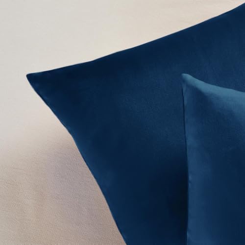 VAKADO Navy Velvet Pillowcases Dark Blue Square Throw Pillow Covers Decorative Couch Sofa Solid Decor Cushion Cases Super Soft for Bedroom Car Office 16x16 Inch Set of 2, 40x40cm - Image 3
