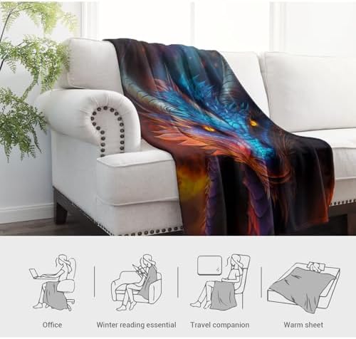 Jekeno Dragon Theme Throw Blanket, Dragons Gifts for Boys 50"x60" - Image 6