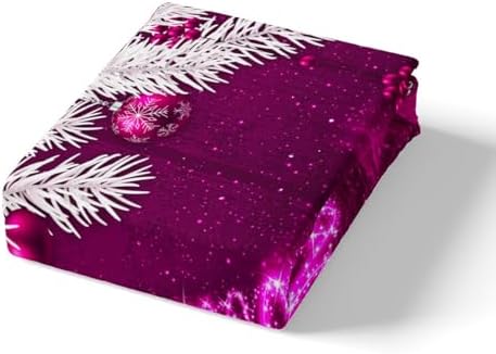 Merry Christmas Kids Duvet Cover Set Twin Size,Snowflake Christmas Tree Bowknot Bedding Set,Girls Boys Adults Room Decor,Purple Gradient Glitter Comforter Cover,Romantic Quilt Cover,1 Pillowcase - Image 4