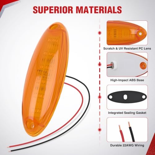 Nilight 5" Amber Cab Marker Light Amber Lens Fits Freightliner Cascadia