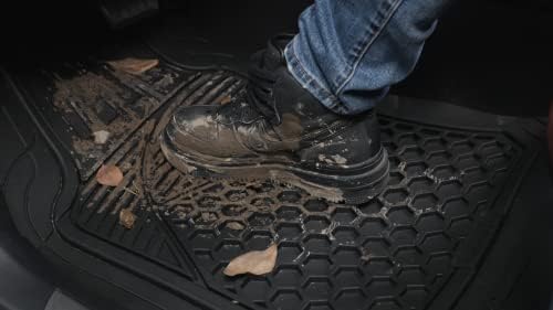 Amazon Basics Heavy Duty Thick PVC Car Floor Mats, Anti-Slip, Easy to Clean, Universal Trim-to-Fit All-Weather for Automotive SUV Sedans Trucks, 4-Piece, Solid Black