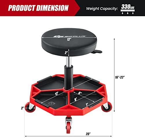 Goplus Mechanic Stool with Wheels, Magnetic Tool Tray, 330LBS Capacity - Image 3