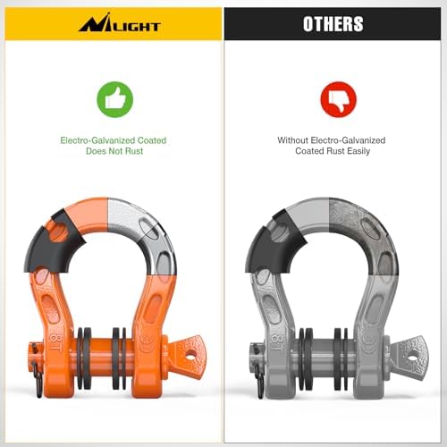 Nilight Mega D-Ring Shackles, 3/4" Heavy Duty Recovery Tow Shackle