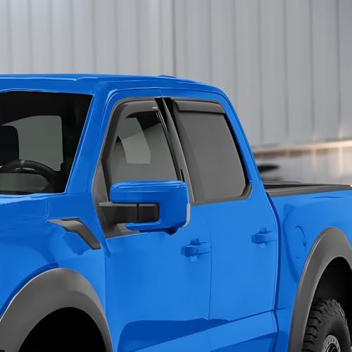 Goodyear Shatterproof in-Channel Window Deflectors for Ford F150 2021-2026 SuperCrew, Rain Guards, Window Visors for Cars, Vent Deflector, Car Accessories, 4 pcs - GY009014