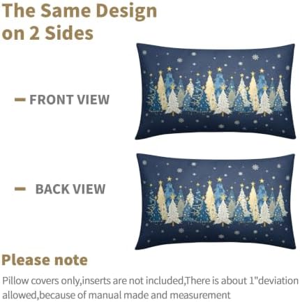 Christmas Tree Pillow Covers 12x20 Set of 2 Navy Blue Highly Absorbent - Image 6