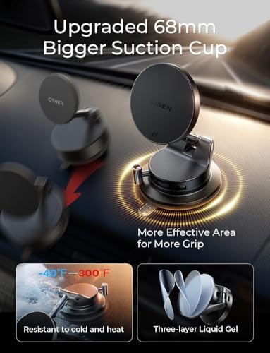 LISEN for Qi2 25W MagSafe Car Mount Charger for iPhone 18 Pro Max MagSafe Car Charger, Fast Wireless Charging Car Charger iPhone 18, Suction Phone Mount, for iPhone 18 Car Charger with 54W Adapter