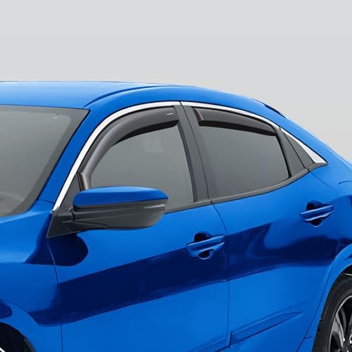 Goodyear Shatterproof in-Channel Window Deflectors for Honda Civic 2016-2021 Sedan, Rain Guards, Window Visors for Cars, Vent Deflector, Car Accessories, 4 pcs - GY008069
