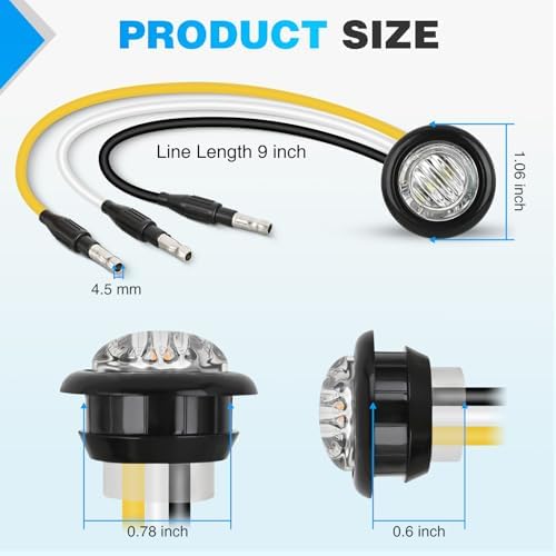 Nilight 3/4 Inch Dual Color Marker Light Amber Turn White Clearance Lights