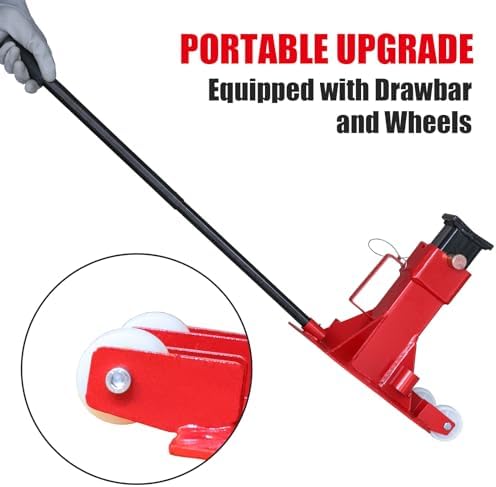 Big RED Torin 7 Ton Heavy Duty Jack Stands: Pin Style Jack Stand with 2 Casters and Handle, Easily Portable Car Stand for SUV, Trucks and Pick Ups - Red - Image 4