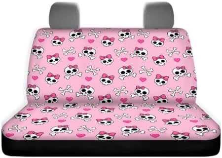 Bow Skull Cars Backseat Covers,Seat Cushion for Rear Seat Non-Slip Car Seat Covers,Auto Car Vehicle Long Rear Bench Seat Cover Protective Cushion Mat