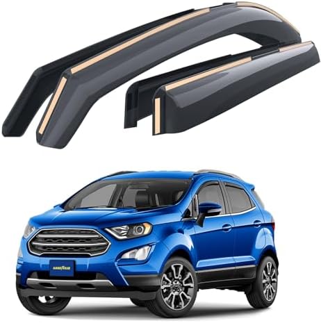 Goodyear Shatterproof in-Channel Window Deflectors for Ford EcoSport 2018-2022, Rain Guards, Window Visors for Cars, Vent Deflector, Car Accessories, 4 pcs - GY007890