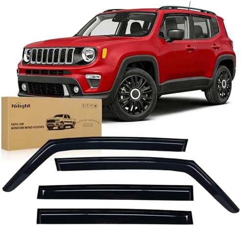 Nilight Tape-On Rain Guards for Jeep Renegade 2015-2024, 4PCS