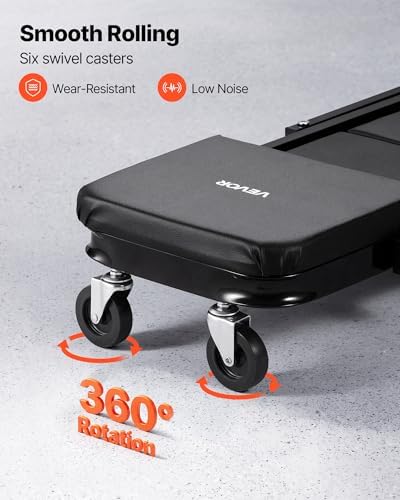 VEVOR 40 in 3-in-1 Folding Mechanic Creeper, Heavy Duty Z-Creeper Garage Roller, 480 lbs Under Car Rolling Creeper with 6 Swivel Casters, Padded Seat for Auto Repair - Image 4