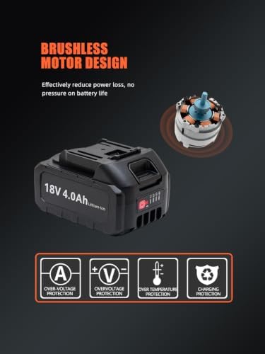 SPTA 18V Cordless Car Polisher, 15mm Orbit 2000-4800 OPM Portable Buffer Polisher with 7 Variable Speed 2Pcs 4.0Ah Battery, 6 Sponge Pads,2 Wool Pad, Tool Bag for Car Polishing, Waxing - Image 6