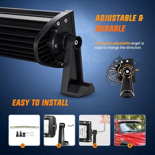 Nilight ZH408 52Inch 783W Curved Triple Row Flood Spot Combo Beam Led Bar 78000LM Driving Lights with 12AWG Heavy Duty 12V 5Pin Rocker Switch Wiring Harness Kit-1 Lead,waterproof