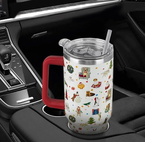 Christmas Tumbler 40oz Boston Terrier Corgi Xmas Dog Tumbler Winter Leak Proof Cups with Handle and Straw Insulated Water Bottle Coffee Travel Mugs Merry Christmas Decor Holiday Gifts (1PCS) - Image 7