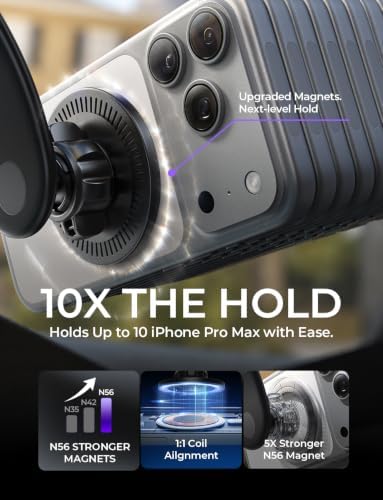 LISEN for MagSafe Car Mount for iPhone 18 Pro Max, Magnetic Phone Holder for Car, Magnetic Car Phone Mount, Suction Phone Mount, 360° Adjustable Memory Alloy Bendable Arm, Car Mount for iPhone 18 17