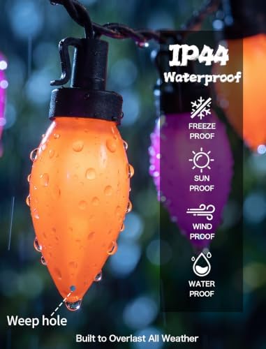 C9 Halloween Lights Outdoor, 32ft LED Purple Orange String Lights - Image 5