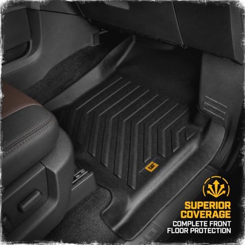 CAT® JustFit™ 3D Custom Fit Front Floor Mats for Ford F-150 Crew Cab 2010-2014, Heavy Duty Rubber Floor Liners Laser Measured, Ford F150 Accessories