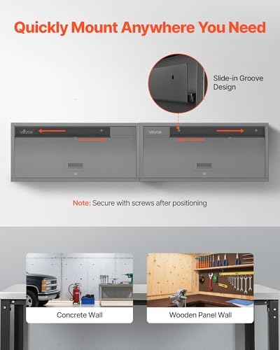 VEVOR Metal Wall Cabinet, 30.31W x 12.01D x 14.02H Inch, Floating Garage Tool Cabinet with Up-Flip Door, 120 lbs Load per Shelf, Fit for Garage, Basement, Kitchen, Warehouse, Assembly Required - Image 4
