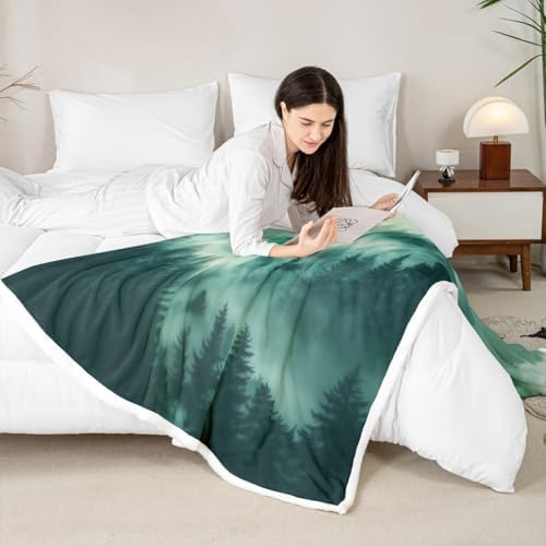 Flying Dragon Throw Blanket Misty Mountain Jungle Fleece Flannel Blankets Kids Boys Girls Room Decor Ancient Mysterious Animal Bed Blankets for Bed Sofa Couch Dark Green Plush Blanket Baby 30"x40" - Image 4