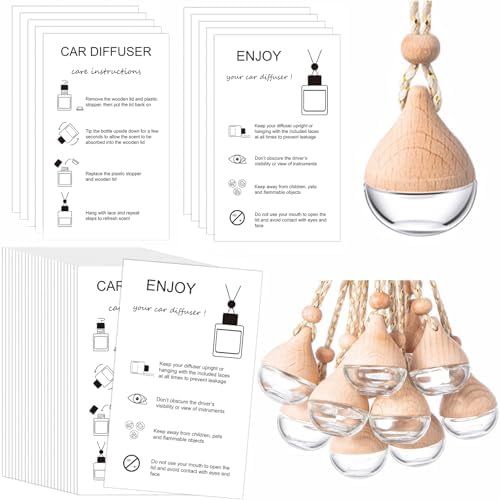 Boao 50Set Hanging Car Freshener Diffuser Bottle, White Card Water Droplet