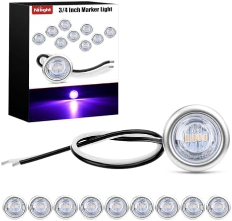 Nilight 3/4" Round Marker Lights 10PCS Purple Side Bullet Clearance Light