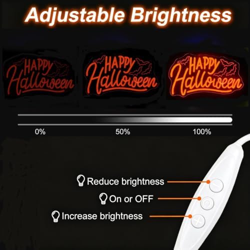 Happy Halloween Neon Sign, Bat Halloween LED Light, 16.7"x9.8" - Image 6