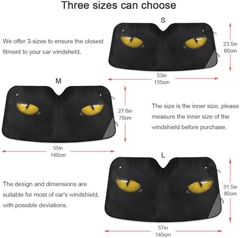 Yellow Eyes Black Panther Car Windshield Sun Shade Foldable UV Ray Sun Visor Protector Sunshade to Keep Your Vehicle Cool (53" x 23.5")