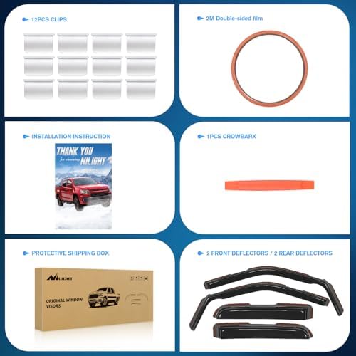 Nilight in Channel Rain Guards for Ford F150 Raptor 2015-2020 Super Cab