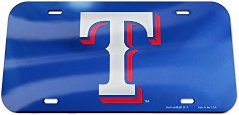 MLB Texas Rangers Crystal Mirror Logo License Plate, Team Color, One Size