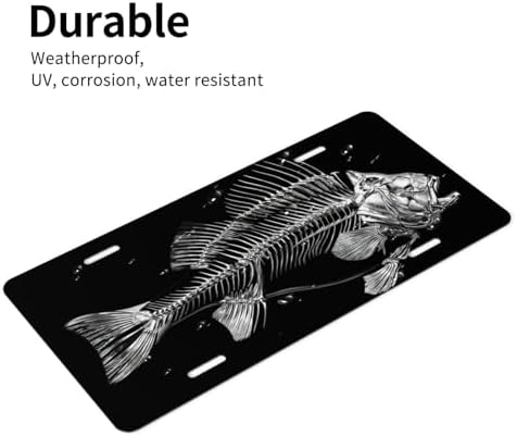 Metal Fish Skull Front License Plate 6" * 12" for Women