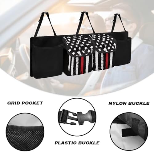 Black American Flag Car Trunk Organizer Hanging Car Back Seat Storage Bag Foldable Automotive Interior Accessories Suitable Most Sedans SUV Jeep Trucks Van