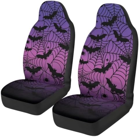 Purple Black Bat Car Seat Covers for Front Seats Soft