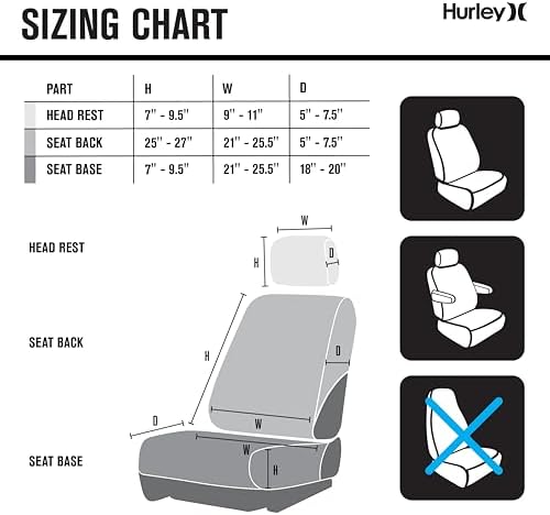Hurley Universal Seat Covers for Cars, Truck, and SUV, Rugged Automotive Seat Covers, Durable Seat Protection, Polyester Conversational Jacquard, Fitted Low Back