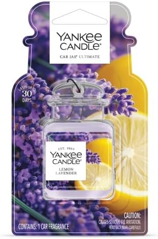 Yankee Candle Car Jar Ultimate Air Freshener, Hanging Car Freshener, Long Lasting Car Fragrance (Lemon Lavendar)
