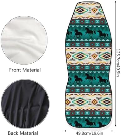 Western Horse Aztec Car Seat Covers Breathable Front Seat Covers Washable Cover Protection Interior Accessories Easy to Install Suitable Fits Most Car Auto SUV Sedan